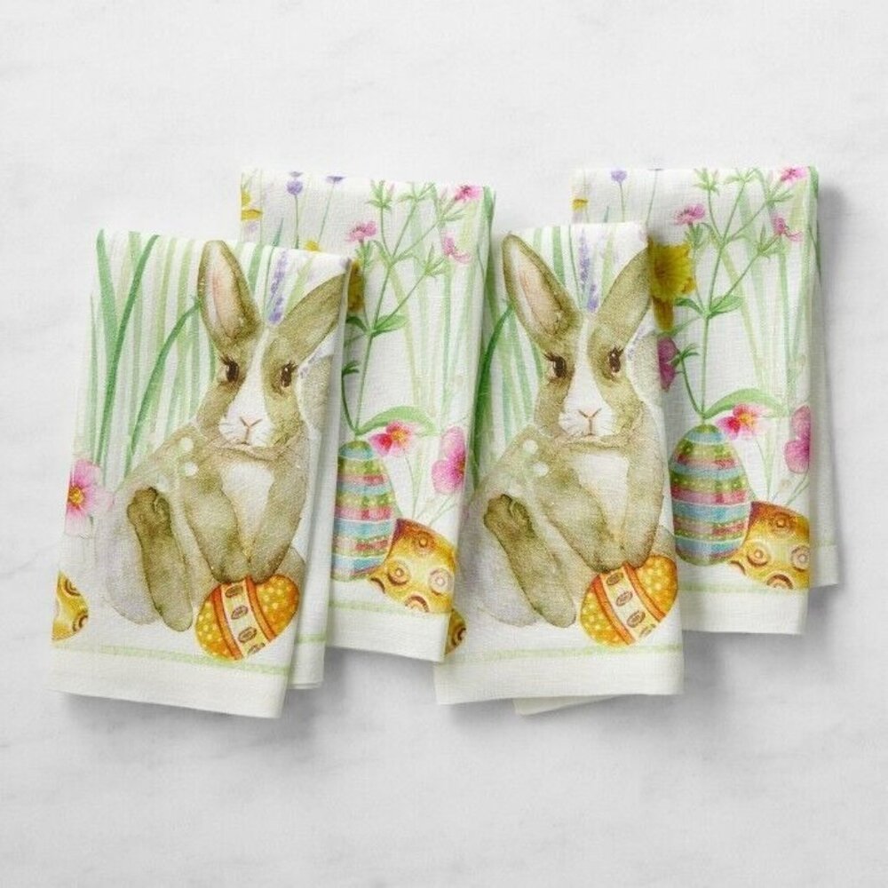 Williams Sonoma Roger‎ Printed Napkins Set of 4 Exclusive Current Style Easter